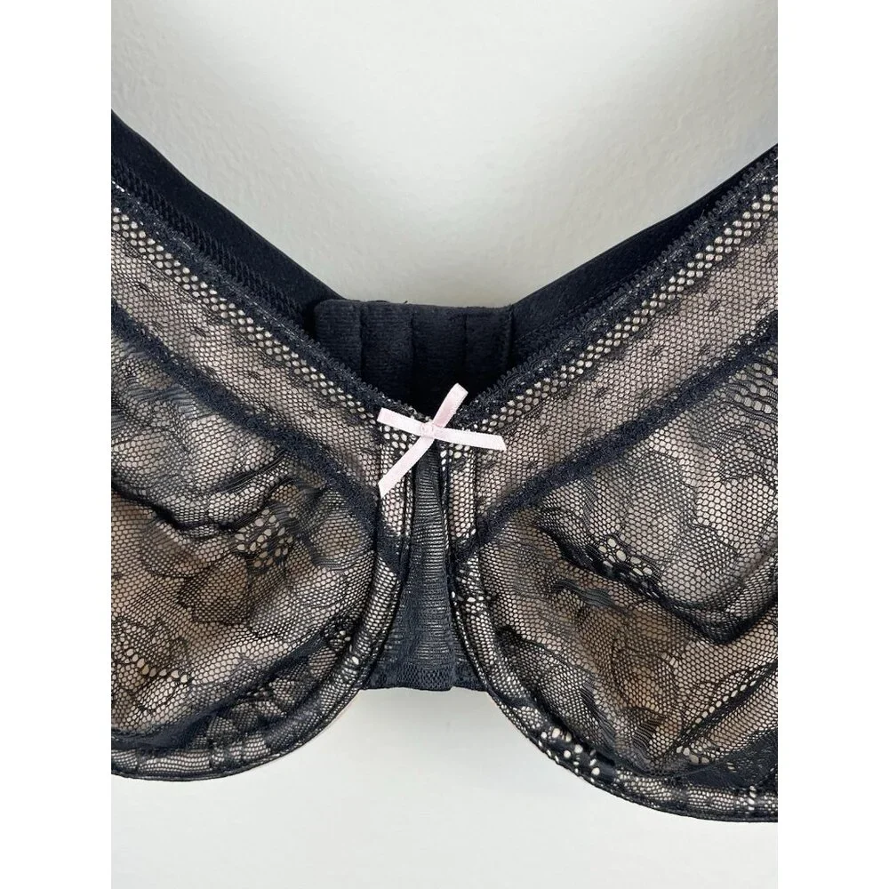 Cacique Black‎ Lace Bra Underwire Full Coverage 36DDD